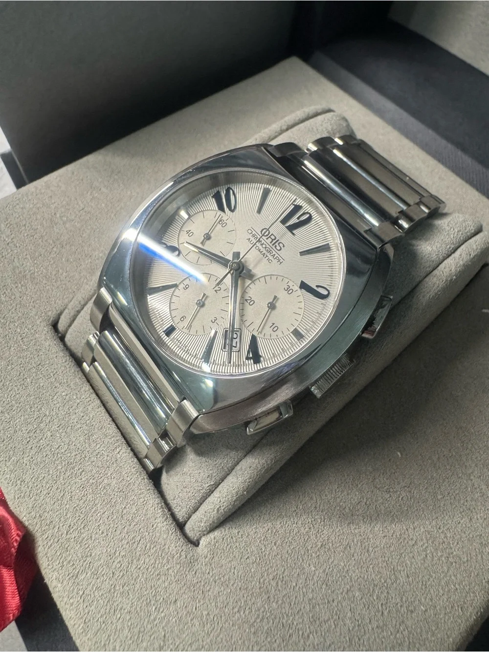 Oris Silver and Black Chronograph Automatic Watch
